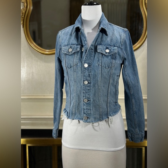 Blank NYC Jackets & Blazers - BLANKNYC Raw Hem Cropped Denim Jacket Small Light Wash Distressed Alt Streetwear